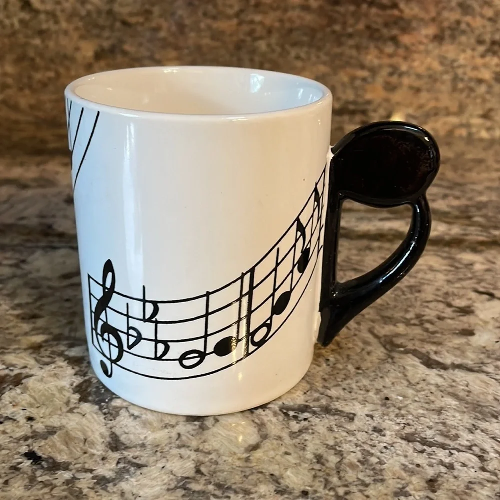 Shafford Original VINTAGE musical notes coffee / beverage MUG 8 oz black white